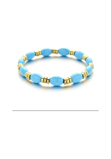Bhs Life Kadın Lastikli Taşlı Turkuaz Renkli Bileklik 17 Cm Çok Renkli