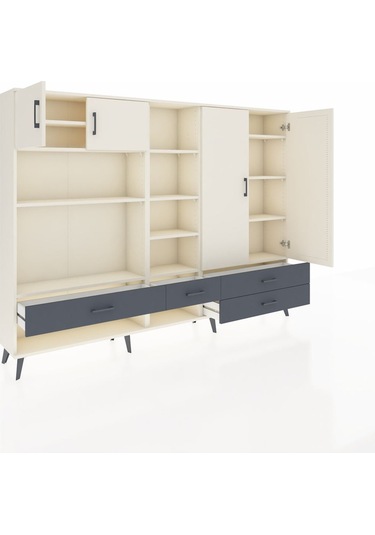 Arges Dolap 12 Raflı 4 Çekmeceli 4 Kapaklı 220x30x163 Aytaşı-ayta Aytaşı-aytaşı/antrasit