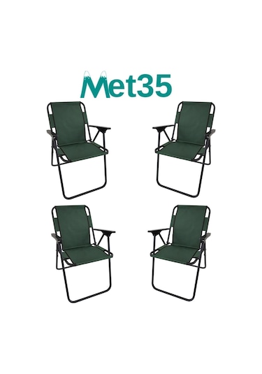 Met35 Katlanır Piknik Sandalyesi-4lü-yeşil Yeşil