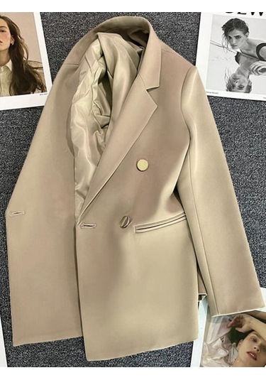 Novahub Zencefil İlkbahar Sonbahar Kadın Ceketi Şık Zarif Rahat Spor Kadın Takım Elbise Kore Moda Lüks Ceket Kadınlar İçin Blazers L Zencefil Açık Bej - L Açık Bej