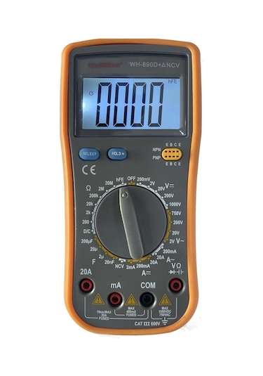 Wellhise Wh 890d + Ncv Işıklı Dijital Multimetre Ölçü Aleti