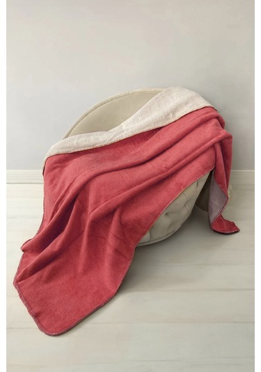 Yeşilhome Çift Kişilik Pamuk Battaniye, Çift Taraflı Battaniye Pembe-krem Pembe