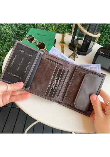 Modica Eretna - Hakiki Deri Bozuk Para Bölmeli Erkek Cüzdan