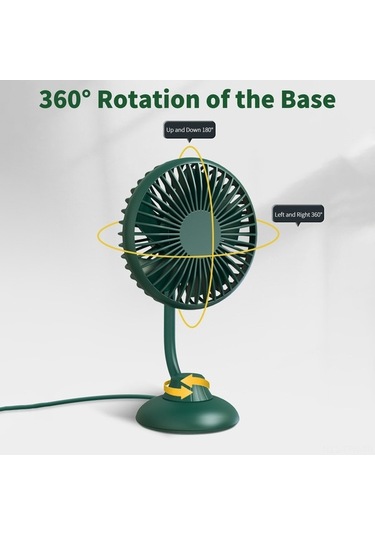 Fortunelane 12/24v Araç Fani Usb Döner 360 Derece 5w Sessiz Ev Araba Ofis Kullanıma Uygun Kompakt Yeşil Renkli