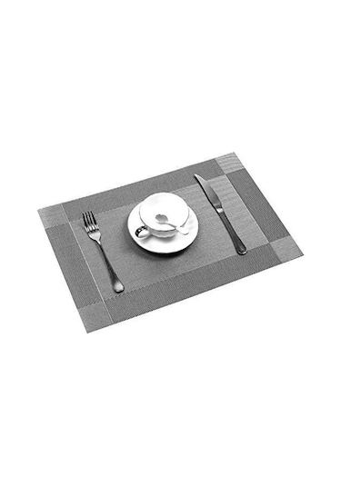 Suofeng 6 Adet Yıkama Uygun Kaymaz Pvc Yemek Masası Üstlüğü Seti - Açık Gümüş Rengi Isı Dayanıklı, Leke Koruyucu Açık Gümüş