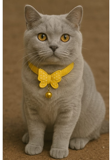 Mıt Kedi Boyun Tasması Kelebekli Sarı