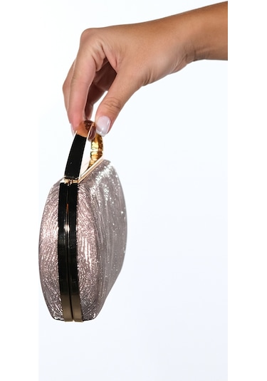 Vıoleta Altın Desenli Kadın Abiye Çanta Altın