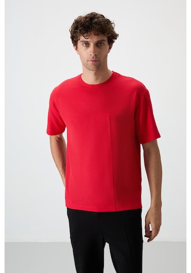 Oversize Fit Basic 3lü Paket Siyah-kırmızı-parlament Erkek T-shirt - 88380 Siyah - Mavi