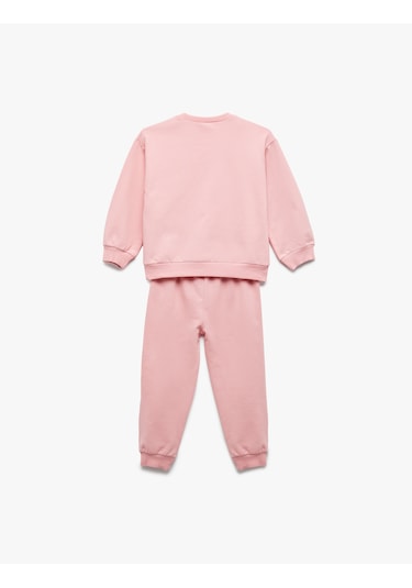 Koton Şardonlu Pamuklu 2'li Eşofman Takımı Pembe 6wmg10135ak Gül