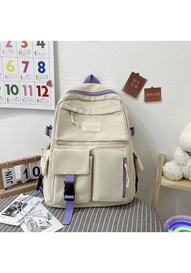 Ganzhoushop Tuval Stil Sırt Sırt Seyahat Renk Preppy Okul Kadın Hit Çantası Çantası Büyük Black Dr Siyah