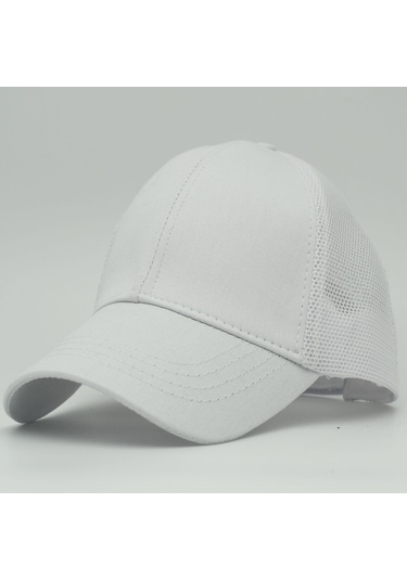 Unisex Ayarlanabilir Beyaz Fileli Spor Basic Şapka Beyaz