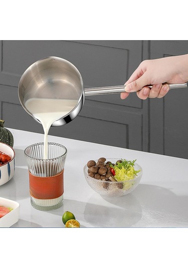 Homyl Uzun Saplı Sosluklu Yağ Tencere Küçük Ev Restoran Mutfak 600ml