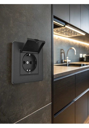 Arte Milano Topraklamalı Ve Kapaklı Gömme Priz 343354746 Set16-1-41-1 Black