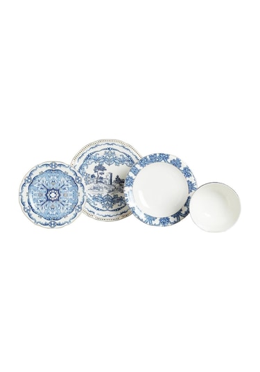 Lucky Art Florence 24 Parça Yemek Takımı Mavi - Beyaz