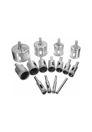 Yunboo 15 Parça Elmaslı Cam Delici Seti - 6mm'den 50mm'ye Kadar Çeşitli Boyutlar, Cam, Tuğla, Mermer İçin Hızlı Kesim