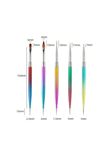 5/20 Adet Tırnak Resim Fırçaları Seti Profesyonel Tırnak Malzemeleri Akrilik Uv Jel Çizim Süsleyen Manikür Tasarım Araçları Aksesuar Yellow