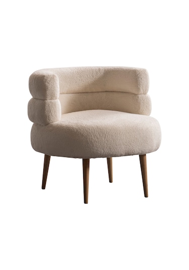 Barel Özel Tasarım Çay Seti, Berjer Ve Puf Ofis Balkon Cafe Bahçe Salon Mobilyası 2 Li Takım Krem Krem