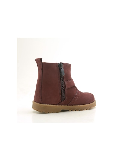 Rakerplus Hakiki Deri Fermuarlı Kürklü Unisex Bebek Bot Bordo