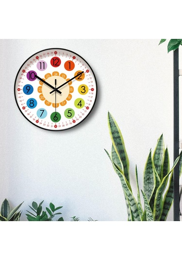 Homyl Çocuklar Duvar Saati Zamanı Söyleyen Öğretim Benzersiz ÇOk Renkli