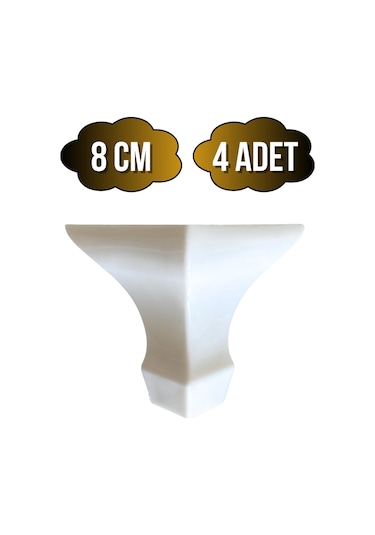 Lükens Beyaz 8cm Plastik Ayak Mobilya Masa Ve Dolap Ayağı 8cm Beyaz 4 Adet Beyaz