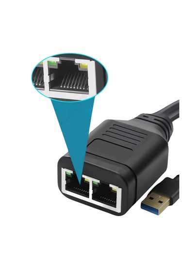 1x2 Port Rj45 Usb Güç Destekli Ethernet Switch Splitter Çevirici