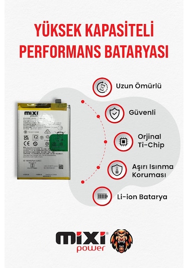 Realme 10 Uyumlu Tam Kapasite Batarya 1 Yıl