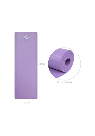 Woqes Konforlu Ve Kaymaz Nbr Yoga Matı 10 Mm Kalınlık Ekstra Destekli Ve Dayanıklı Tasarım Mor
