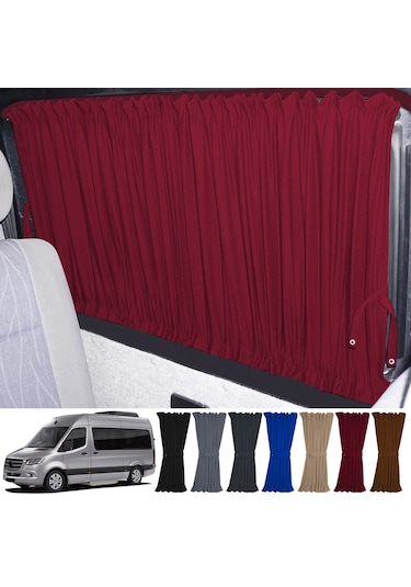 Pandami Mercedes Sprinter W907 Orta 2018+ Uyumlu Bordo Raylı Oto Perde Takımı