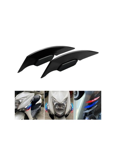 Ganzhoushop Winglet Uygun Suntek Spoiler Siyah Motosikletler Motosiklet Kanat Için Elektrikli Aerodinamik Es Siyah