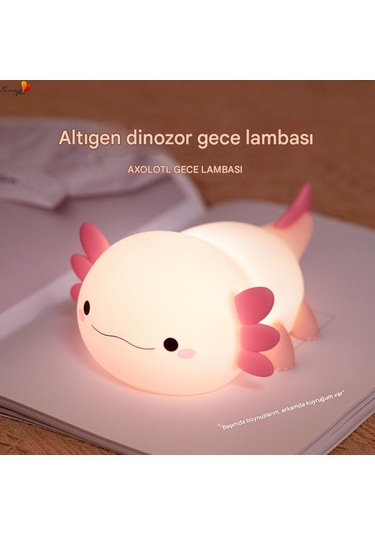 Xinxin Altıgen Dinozor Gece Lambası Açık Pembe