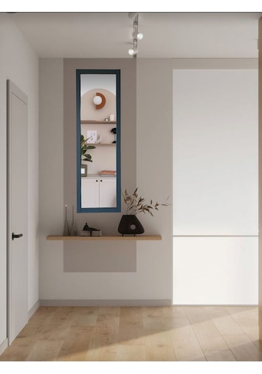 Kalipso Ahşap Çerçeve Duvar Hol Boy Ayna 121 37 Gri - Siyah