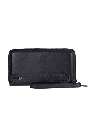 Bloomporter Obsidian Black Hakiki Deri Telefon Bölmeli Cüzdan Siyah