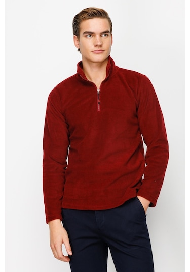 İgs Erkek Bordo Standart Yarım Fermuar Polar Bordo
