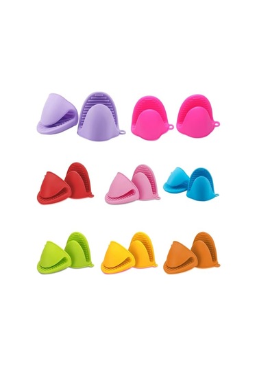 Yunboo Turuncu Silikon Fırın Eldiveni 2'li Set - Isı Dayanıklı Kaymaz Önleyici Mutfak Tencere Kapak Isı Koruyucu