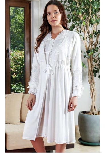 Bone Club 4631 Hamile Lohusa Dantelli Gecelik Sabahlık Takımı 001