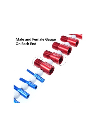 Jeemson Alüminyum Alyaş Somun Vida İç/dış Diş Ölçer 14 İngiliz + 12 Metrik Boyut - Kutu Paketli Diş Çap Testeri