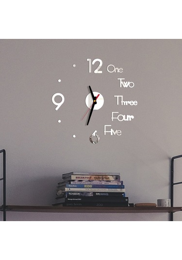 Teltree Akrilik 3d Sessiz Duvar Saati - Otomatik Yapıştırıcı, Modern Tasarım, Ev/ofis Uygun, Gümüş Renk Renkli