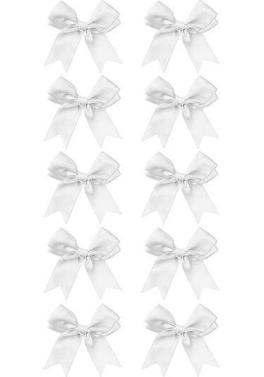 10 Adet Beyaz Saten Fiyonk Süsleme Kurdele Seti