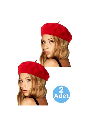 Tezzgelsin Kadın 2'li Fransız Ressam Bere Kırmızı - Kırmızı