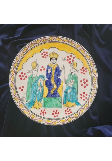 İsa Mesih'in Vaazı 25x25 Cm El Boyama İznik Çini Tabak