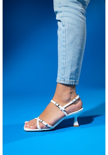 Luvishoes Nebel Beyaz Cilt Kadın Topuklu Ayakkabı Beyaz