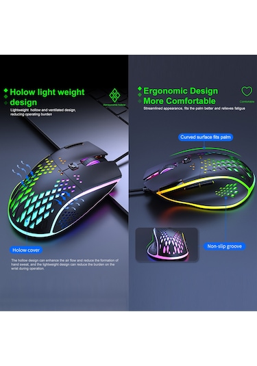 İmıce T97 Oyun Faresi Rgb Led Işık Usb 7 Düğmeler 7200 Dpı Kablolu Oyun Faresi Siyah Diğer