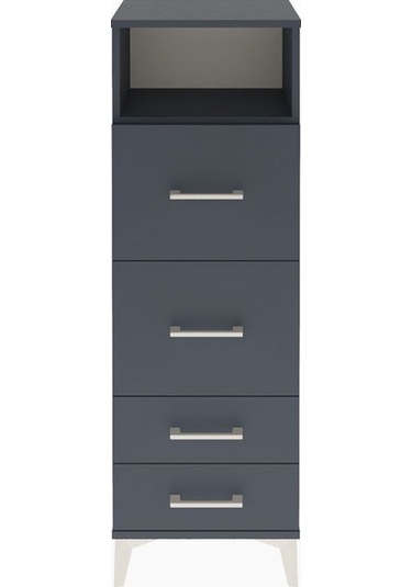 Arges Dolap 2 Raflı 4 Çekmeceli Tek Kapaklı 44x30x134 Antrasit-antrasit Antrasit