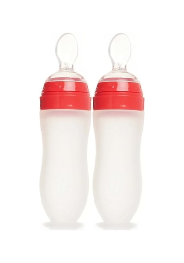 Bebedor Silikon Kaşıklı Biberon 120ml +6 Ay Şeffaf Kod:7509 2 Li