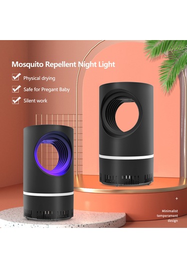 Neevoyu Ev İçin Usb Akıllı Isı Dalga Sopa Sistemiyle Sessiz Mosquito Katili, Fiziksel Kurutma Ve 360 Uv Işık, Siyah Siyah