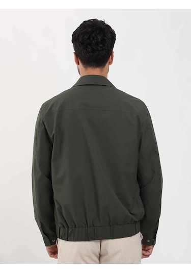 Dufy Haki Erkek Regular Fit Düz Klasik Yaka Bomber Mont - 104389-Haki