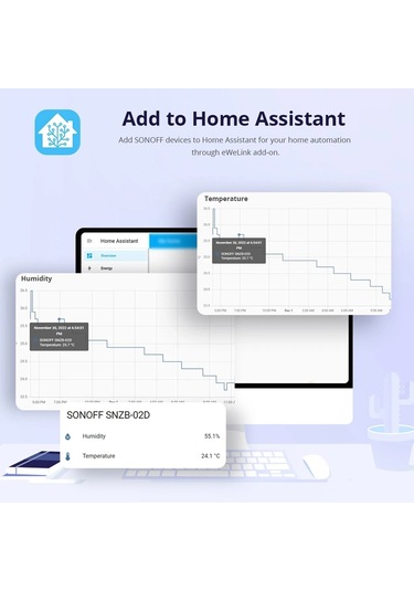 Sonoff Snzb-02d 2.5 İnç Lcd Akıllı Sensör Gerçek Zamanlı İzleme Bağlantısı