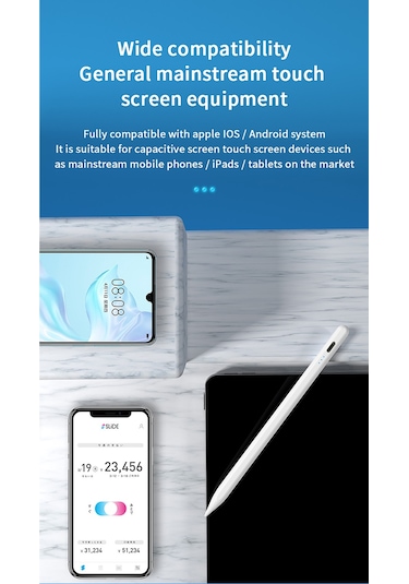 Xindoker Hızlı Şarjlı Çoklu Dokunmatik Kalem - İos/android Uyumlu, 10 Saat Kullanım, Manyetik Tutucu, Gerçek Zamanlı Pil Göstergeli