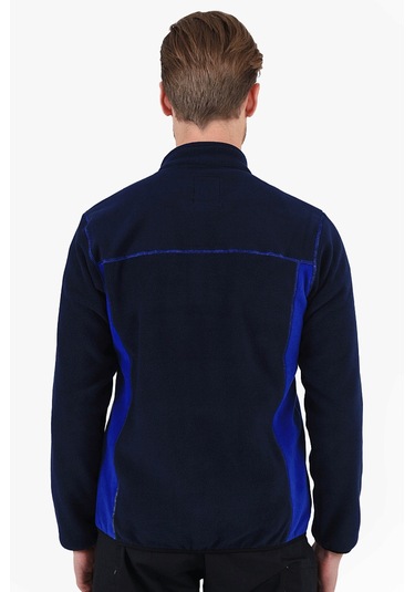 Çift Renkli Polar Ceket Lacivert - Saks Mavi