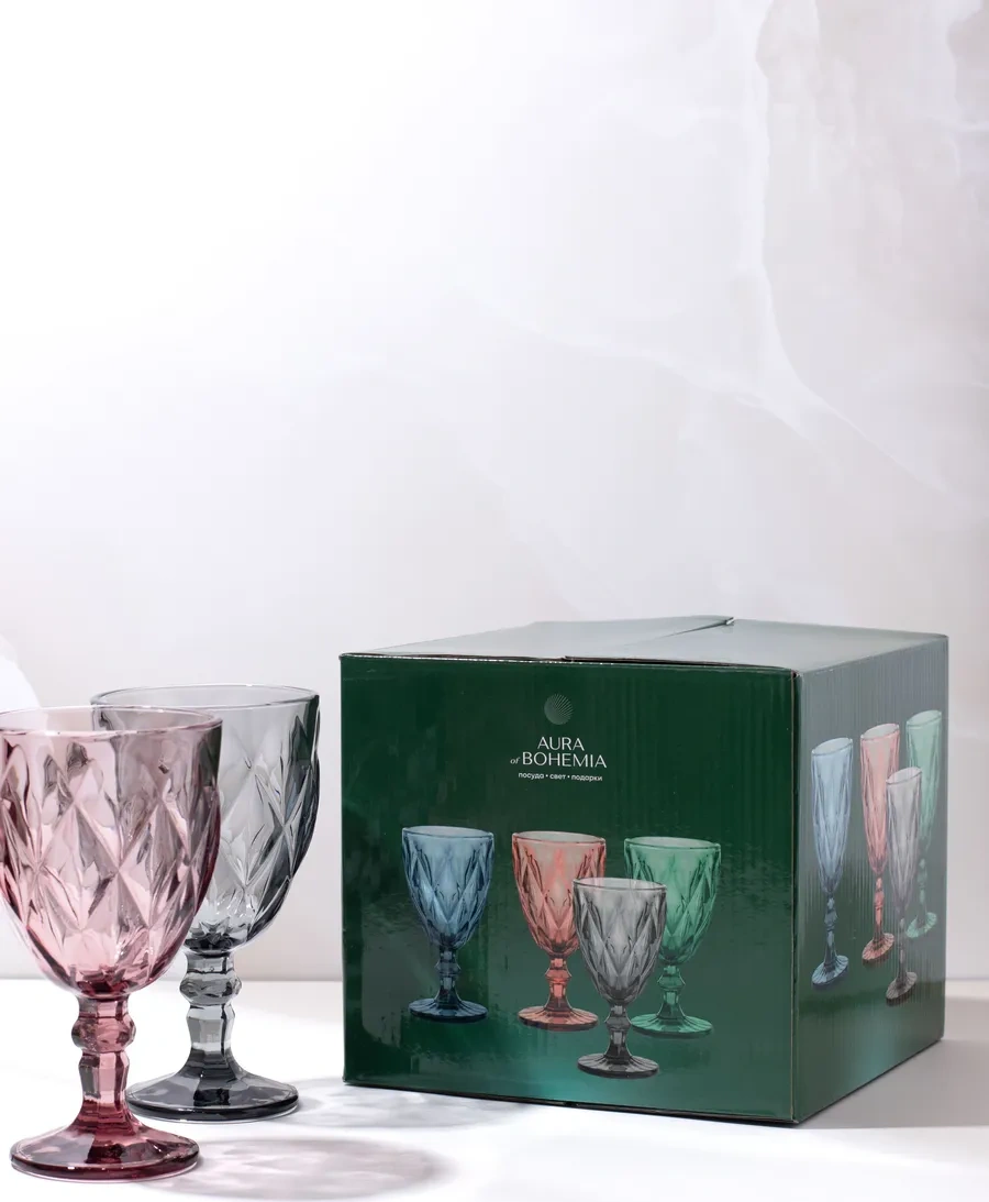 Aura Of Bohemia 324 Ml Renkli 4'lü Şarap Bardağı Seti 226166608 Gri